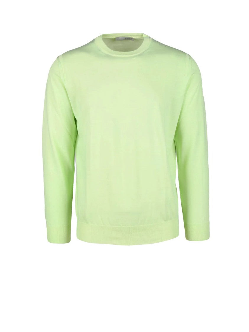 Baturo Cotton Pullover With Classic Crew Neckline In Green Shock