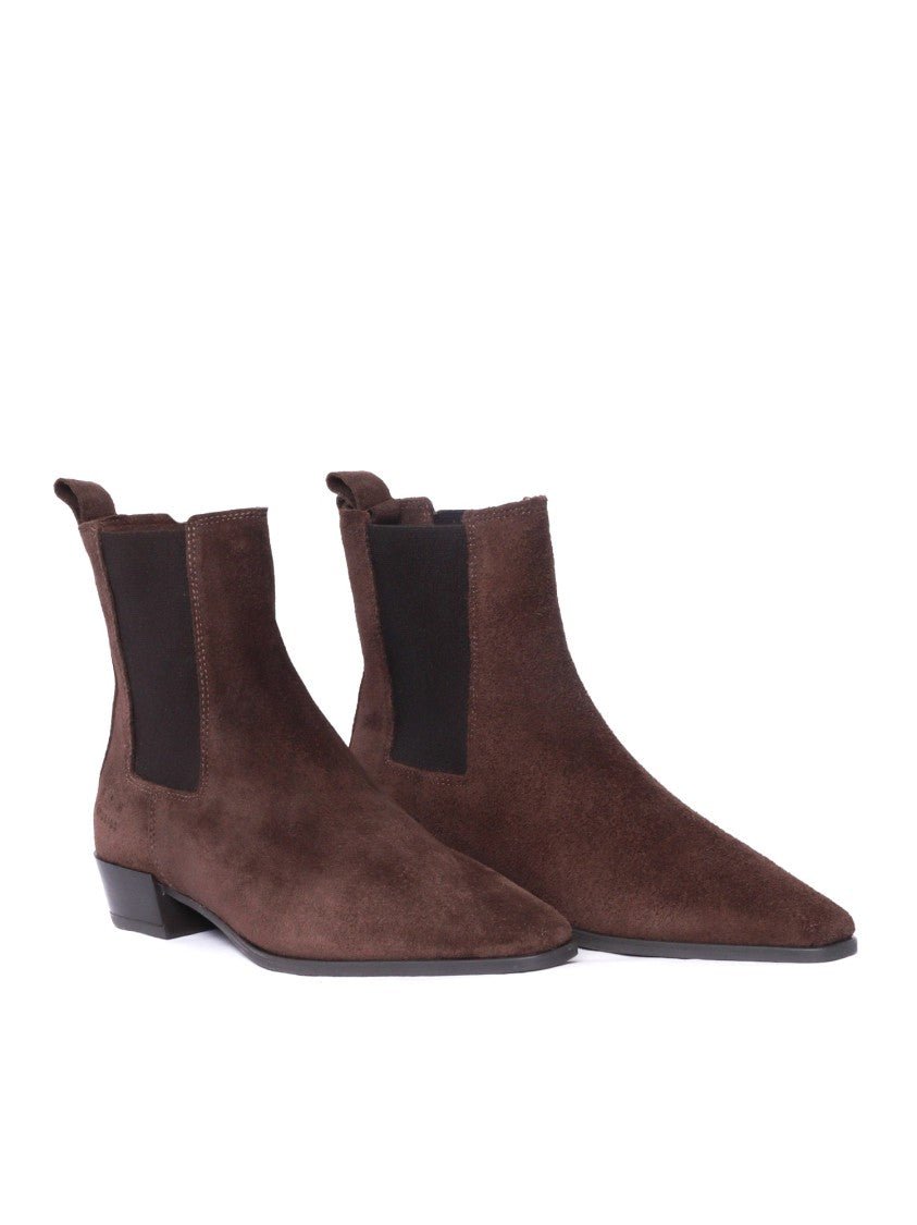 Copenhagen Pointed Toe Calf Suede Ankle Boots