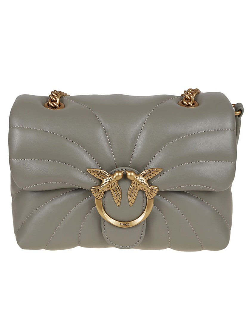 Pinko Quilted Leather Shoulder Bag With Bird Motif Clasp