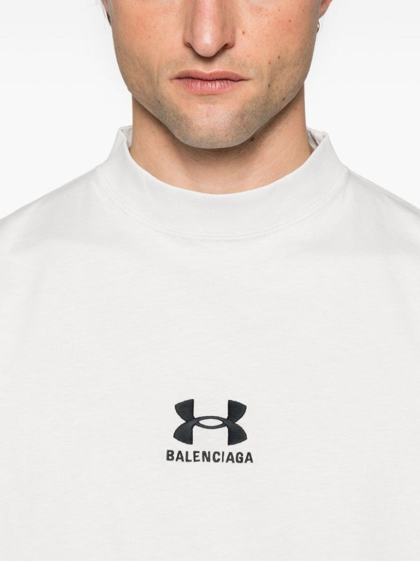 Balenciaga Oversized White T-Shirt With Design And Subtle Logo