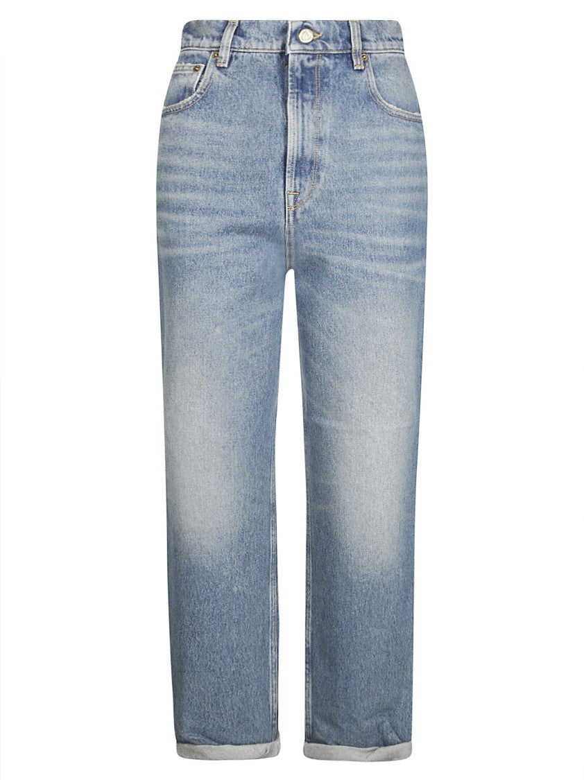Golden Goose High-Waisted Stone-Washed Denim Jeans With Rolled Cuffs