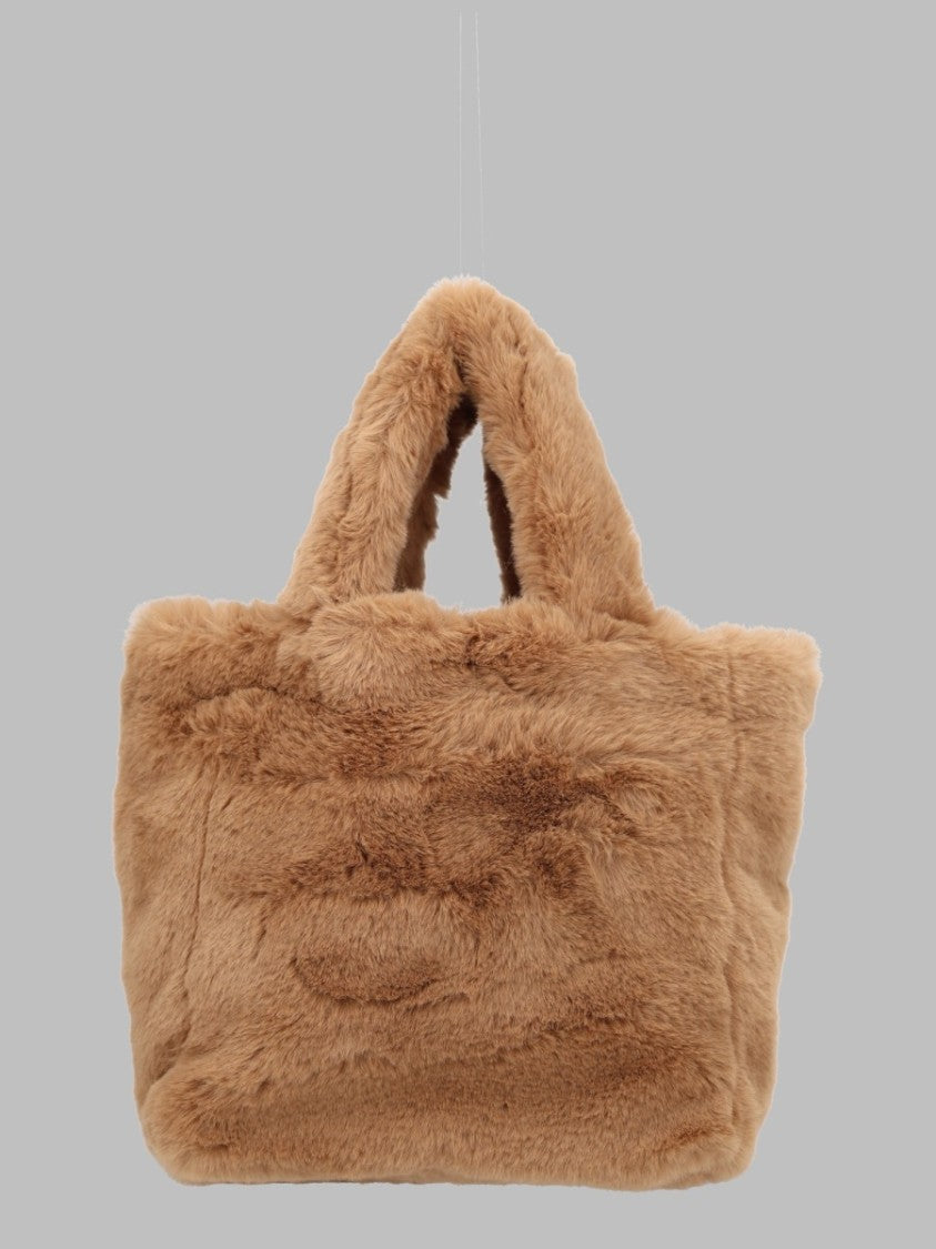 Herno Beige Rectangular Plush Polyester Shoulder Bag