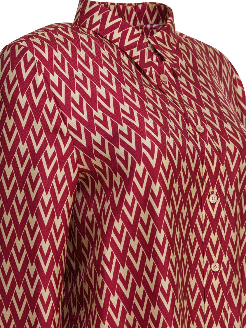 Valentino Geometric Silk Shirt With Classic Collar