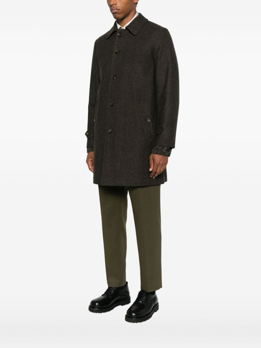 L'impermeabile Giacconi Verde Wool Overcoat With Textured Finish
