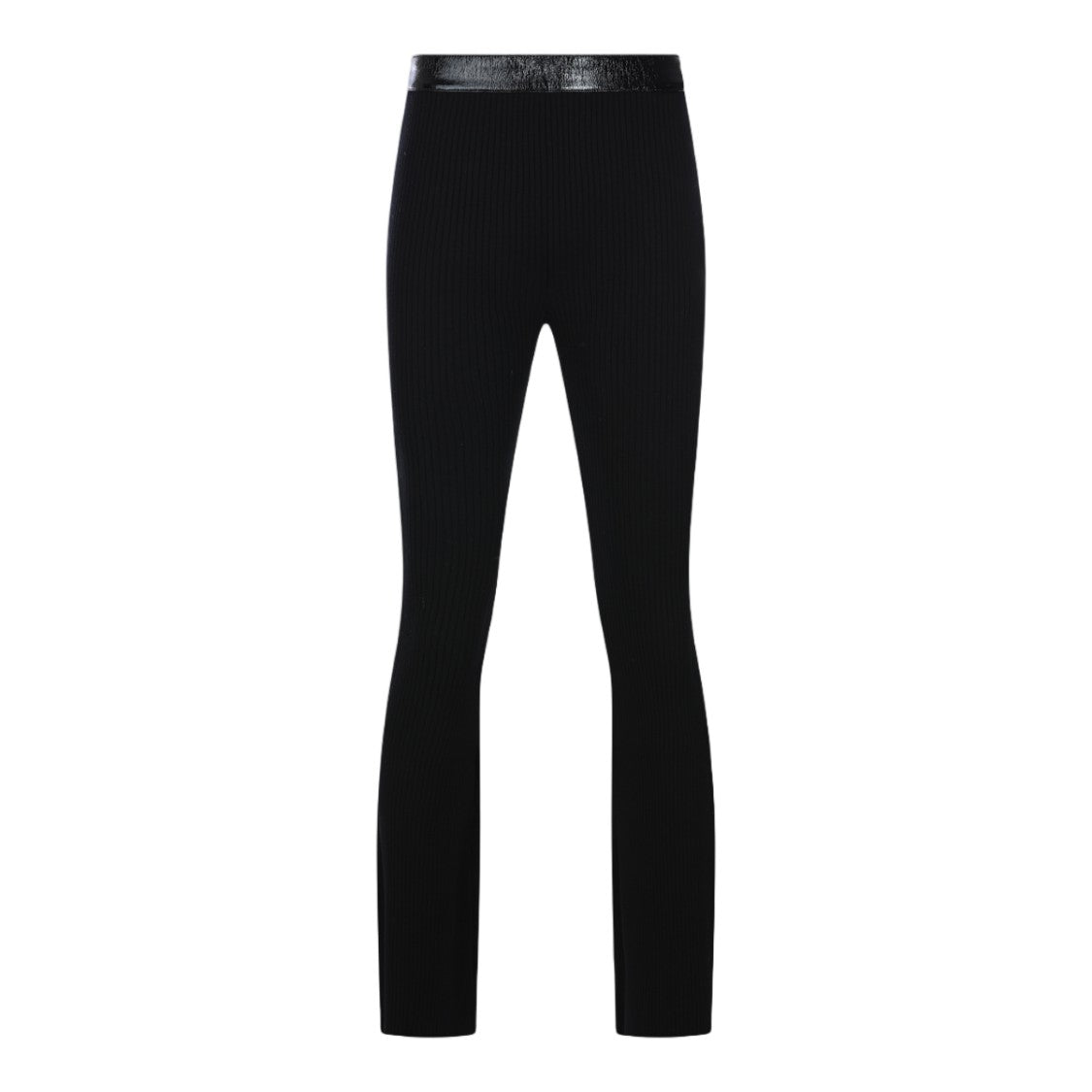 Courrèges Skinny-Leg Trousers With Patent Waistband And Ribbed Texture