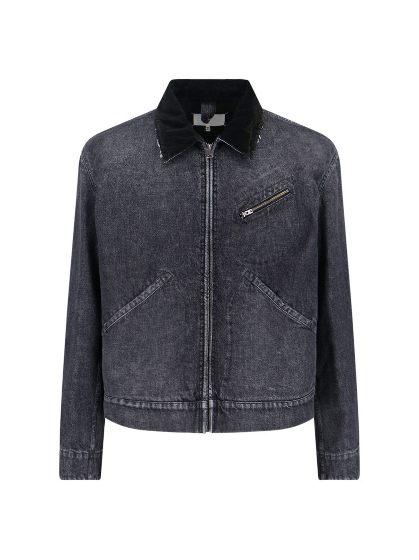 Maison Margiela Black Denim Zip Jacket With Classic Collar