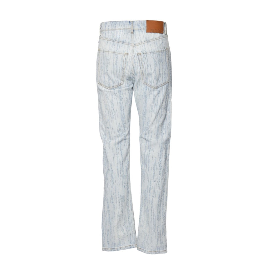 Msgm Light Wash Denim Jeans With Vertical Streak Pattern