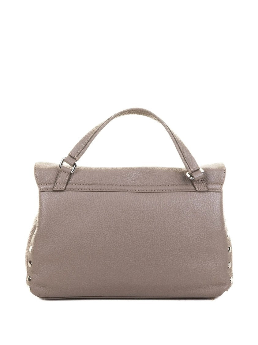 Zanellato Pebbled Leather Handbag With Polished Metal Turn-Lock Closure