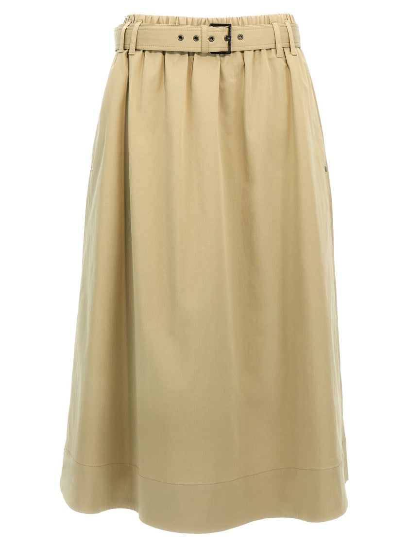 Brunello Cucinelli Cotton Midi Skirt With Elastic Waistband