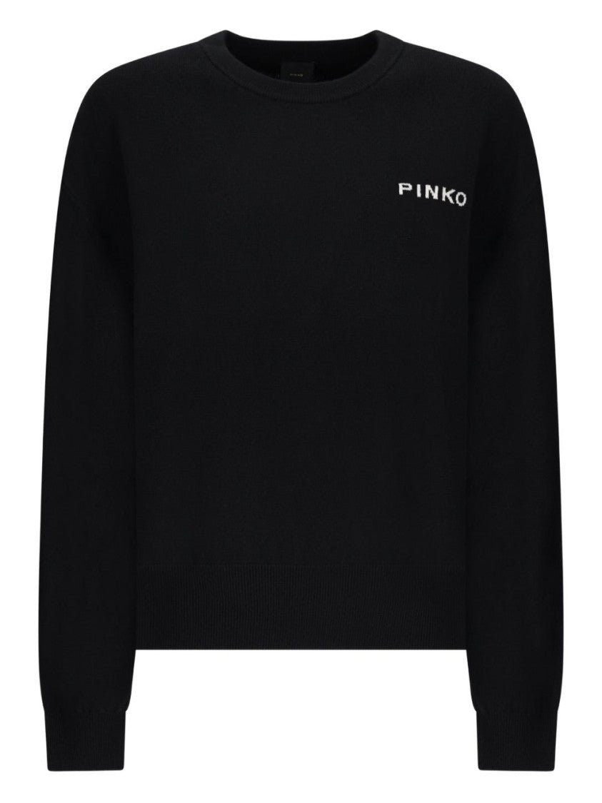 Pinko Wool-Cashmere Blend Sweater With Bird Graphic