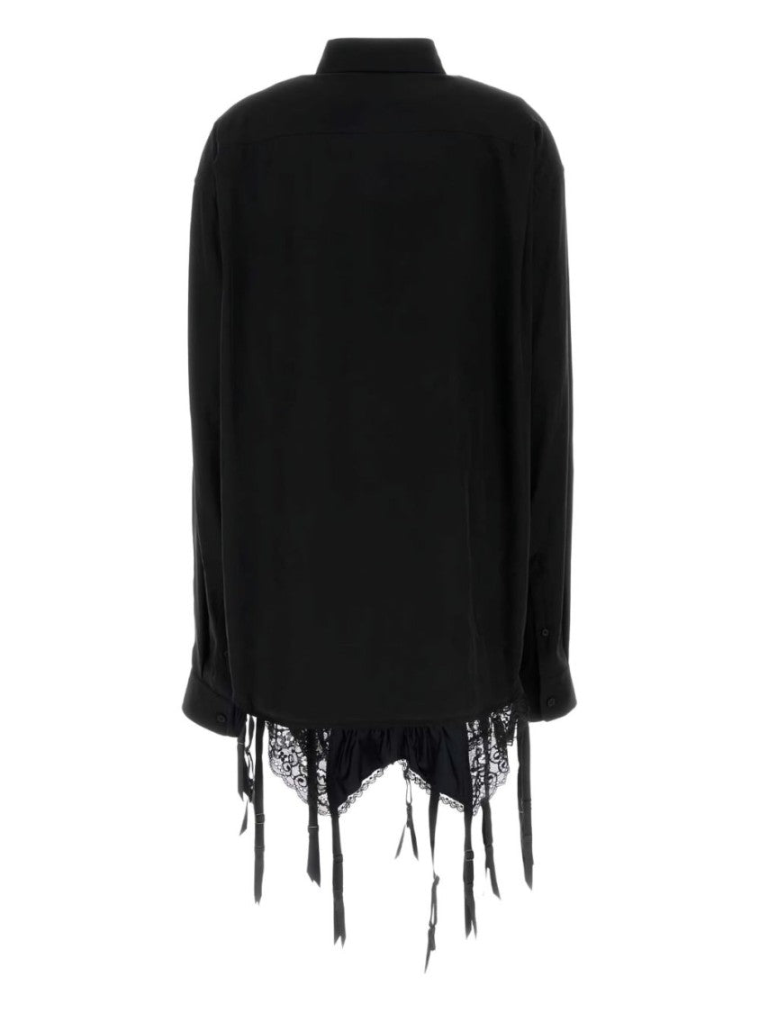Balenciaga Fluid Black Cellulose Poplin Lingerie Shirt