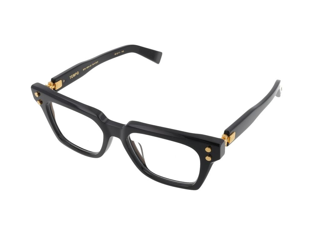 Balmain Black Tempo Acetate Square Glasses