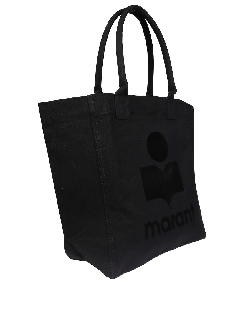 Isabel Marant Étoile Spacious Black Cotton Tote Bag With Embossed Logo