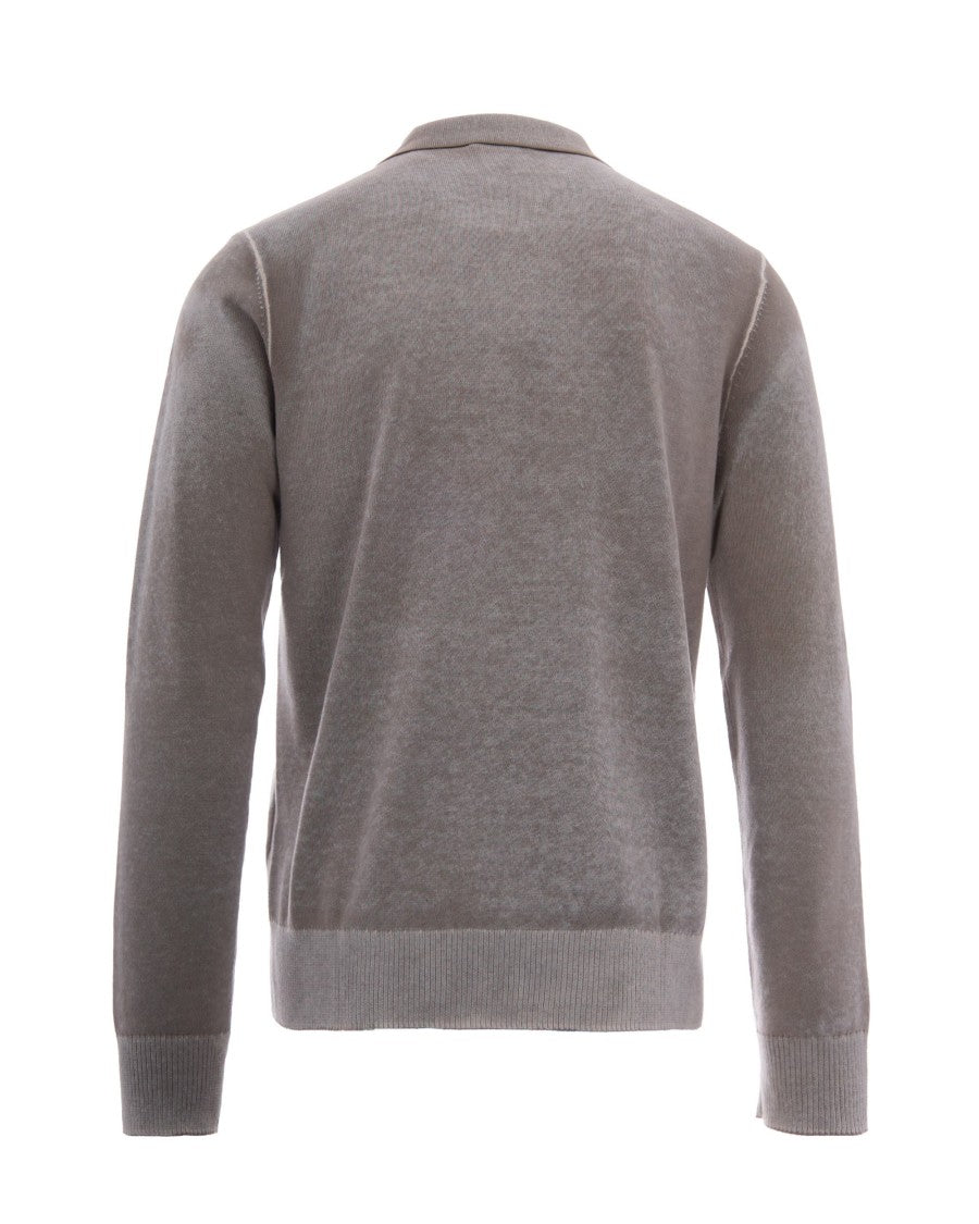 Diesel Sandy Beige Lawrence Ribbed Cotton Polo Shirt