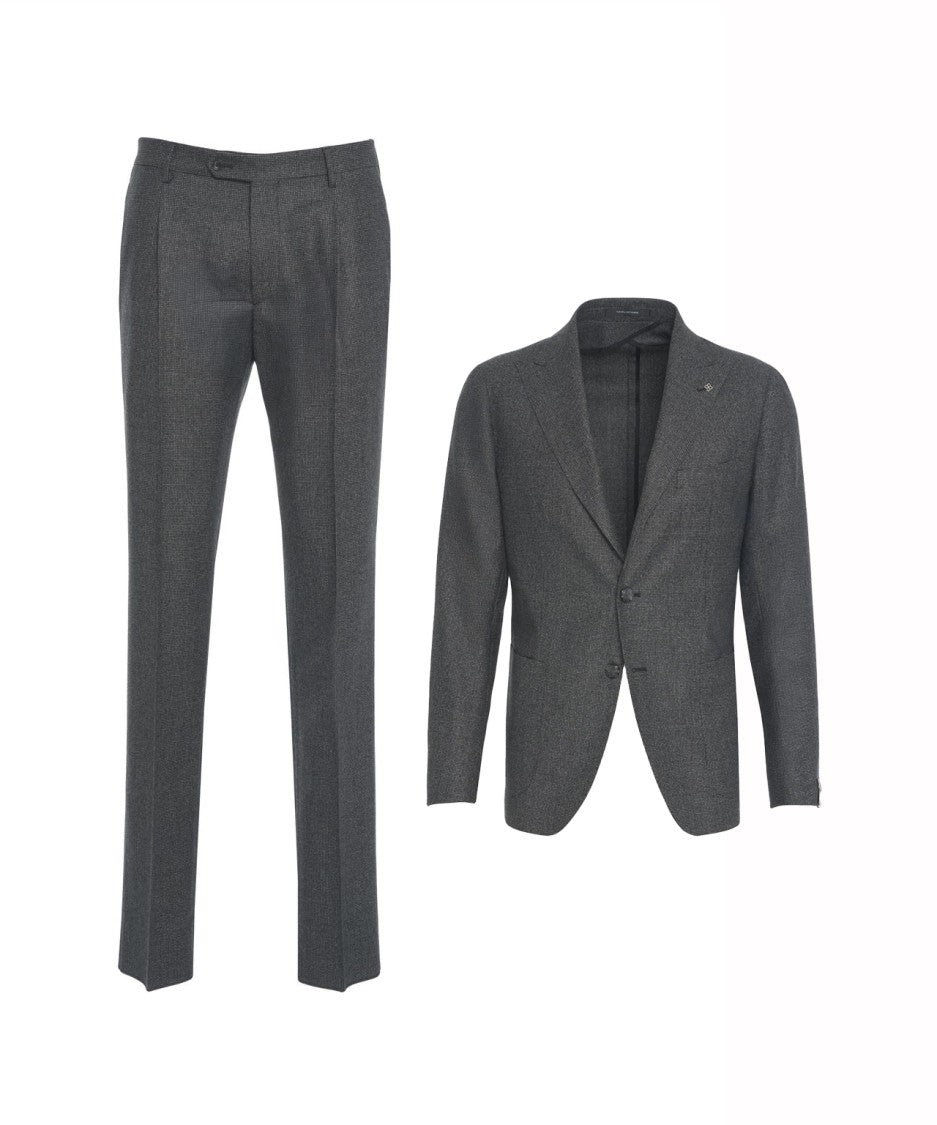 Tagliatore Textured Wool Tailored Suit With Single-Breasted Jacket