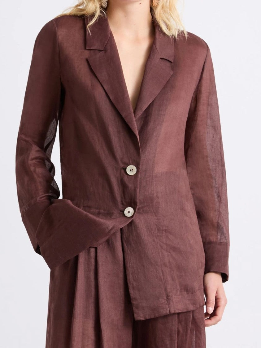 Marella Brown Mllclasse Loose-Fitting Ramie Jacket