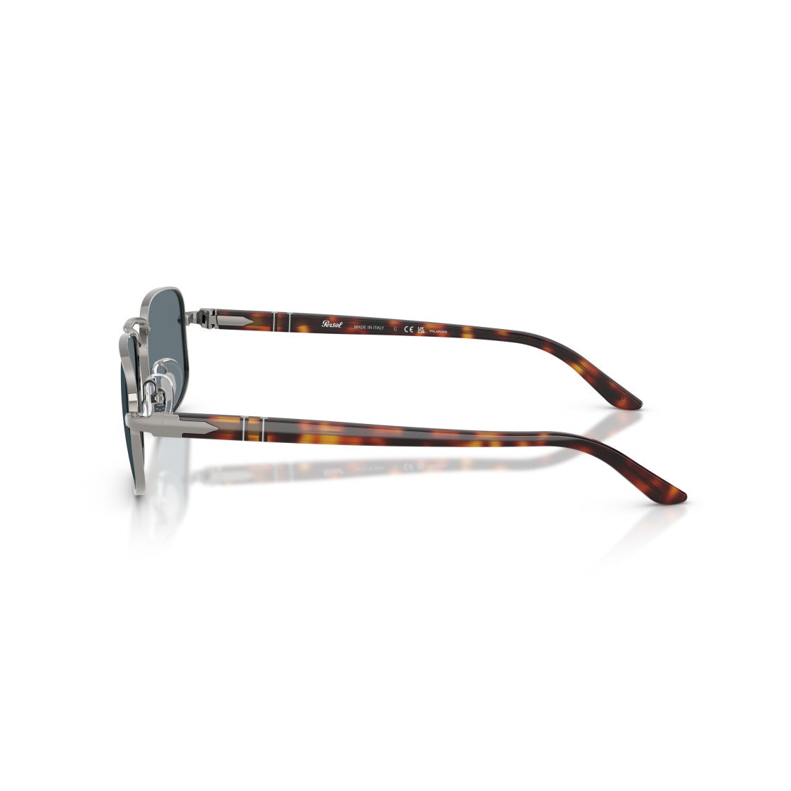 Persol Rectangular Metal Frame Sunglasses With Tortoiseshell Tips