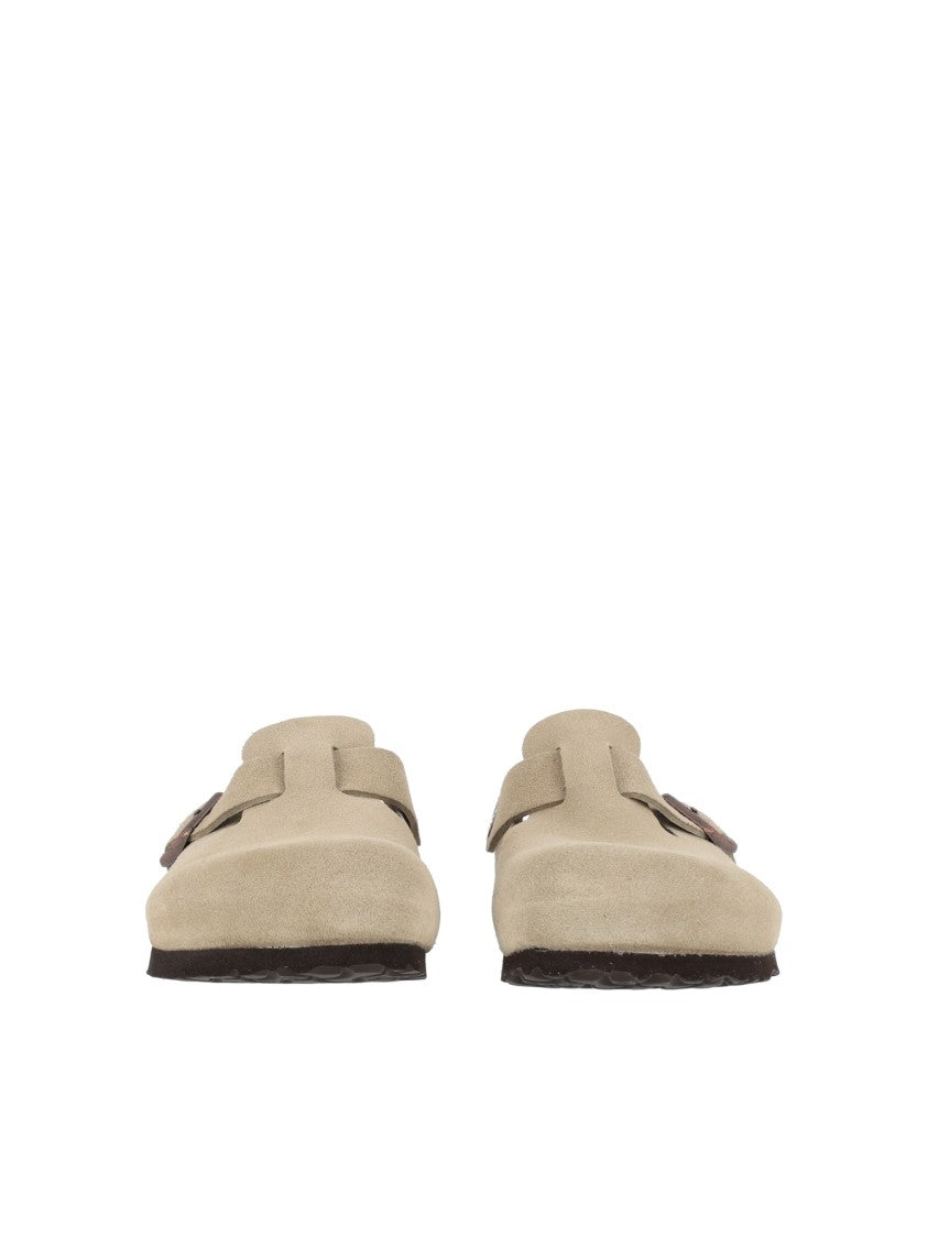 Birkenstock Taupe Boston Sfb Suede Sandals