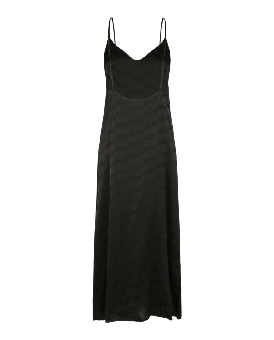 Balenciaga V-Neck Midi Dress With Tonal Bb Monogram Pattern