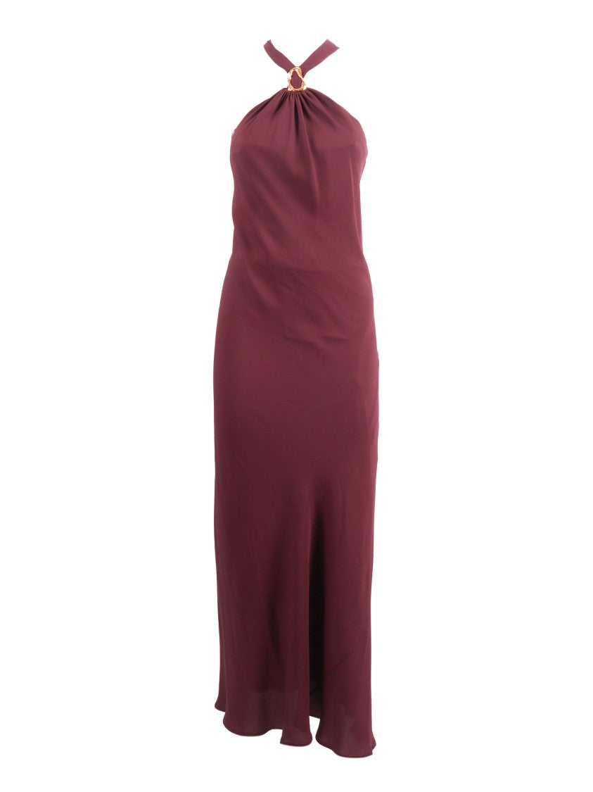 Forte Forte Burgundy Crepe Halter Midi Dress