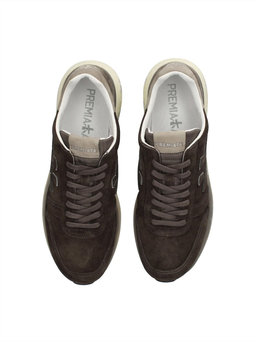 Premiata Dark Brown Low-Profile Suede Sneakers