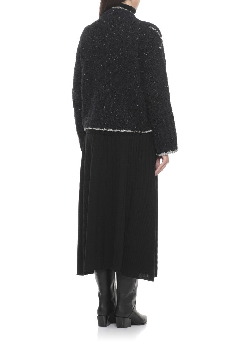 D. Exterior Black Wool And Alpaca Cardigan