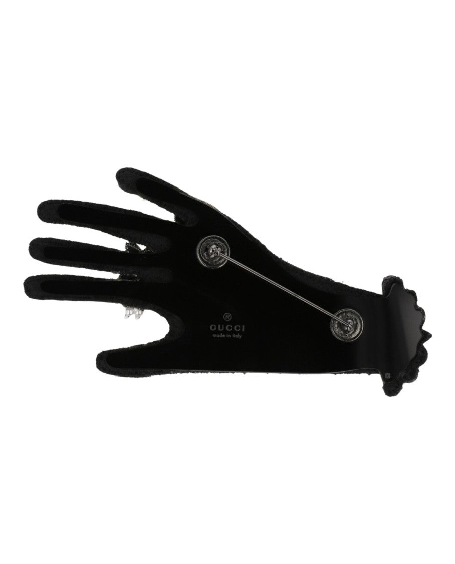 Gucci Crystal-Embellished Hand Brooch With Intricate Detailing
