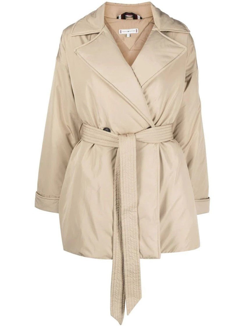 Tommy Hilfiger Double-Breasted Padded Peacoat With Belted Waist