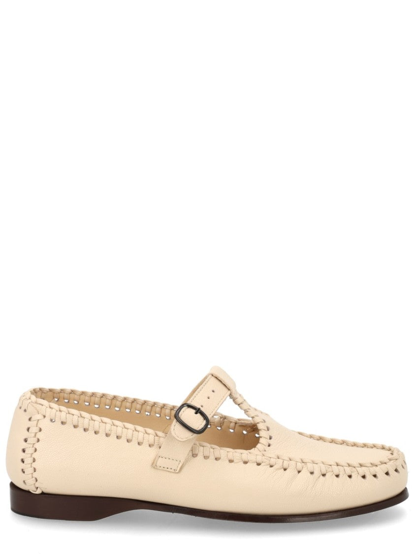 Hereu Neutrals Alcover Whipstitch Mary Jane Loafers