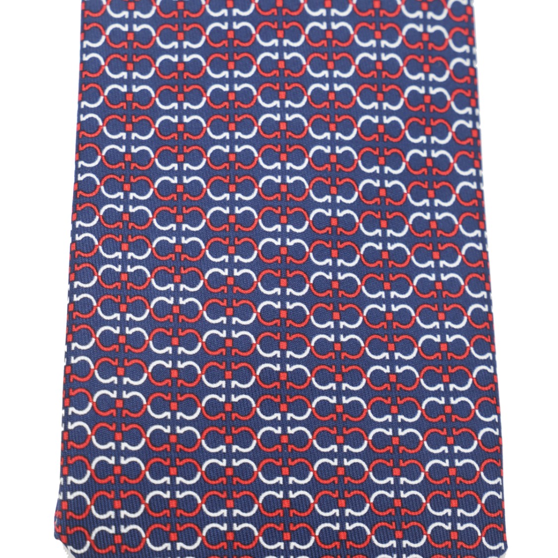 Ferragamo Navy And Red Silk Tie