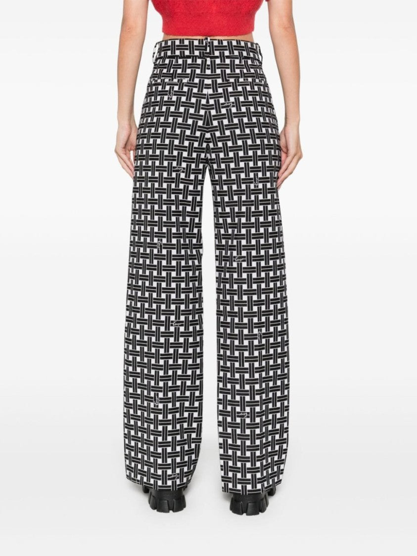 Kenzo White Geometric Pattern Trousers