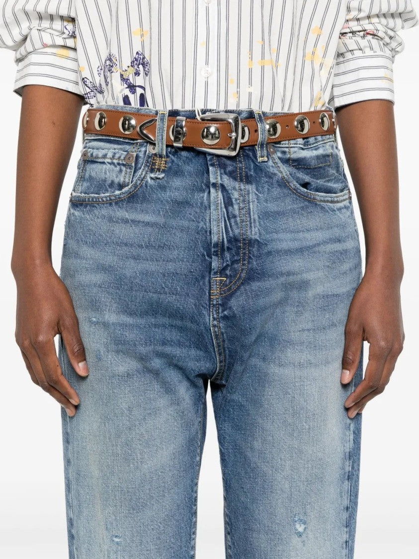 R13 Drop-Crotch Jeans With Whiskering Effect