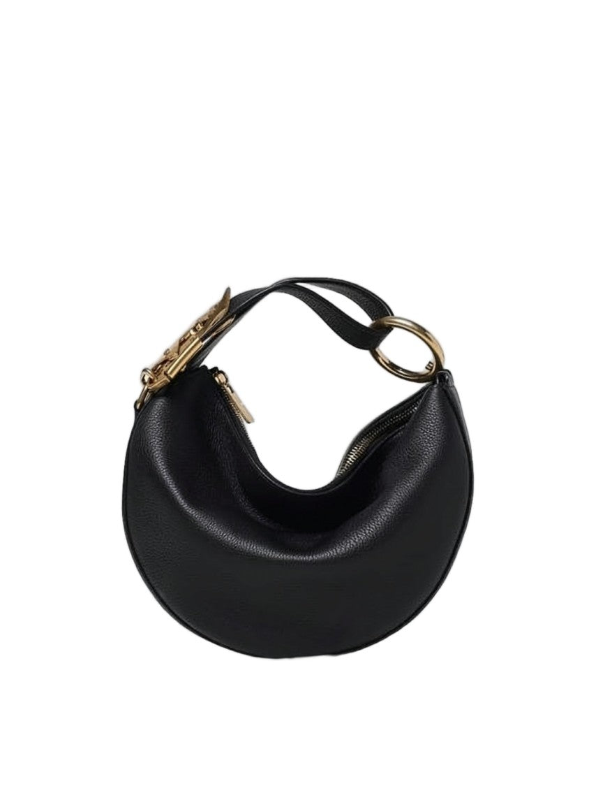 Burberry Crescent-Shaped Black Calf Leather Tote Bag