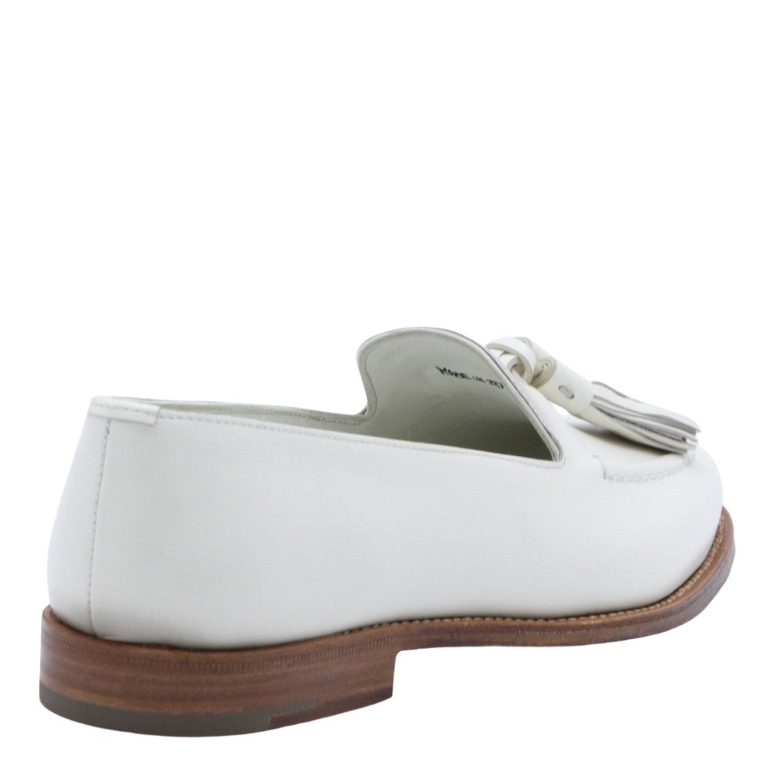 Church's White Leather Loafer Flats With Decorative Tassels