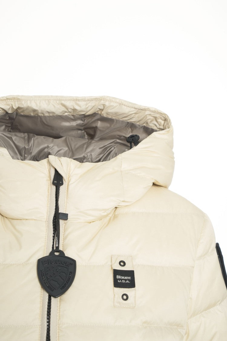 Blauer Quilted Down Jacket With Integrated Hood And Two-Way Zipper