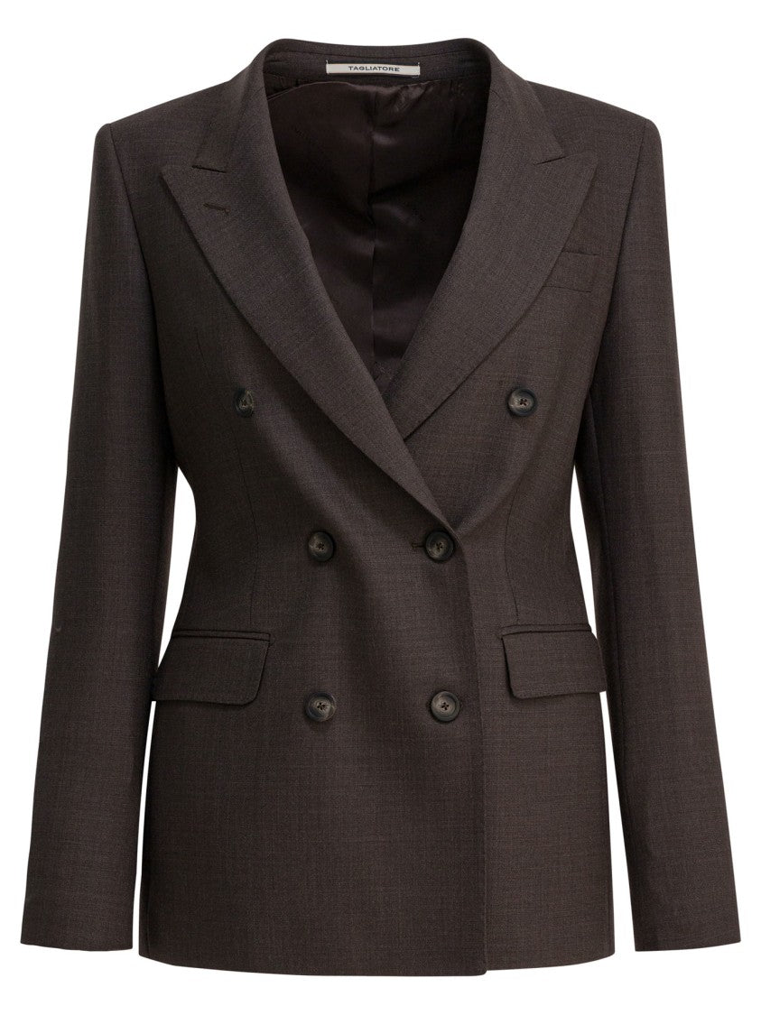 Tagliatore Tailored Brown Double-Breasted Jacket