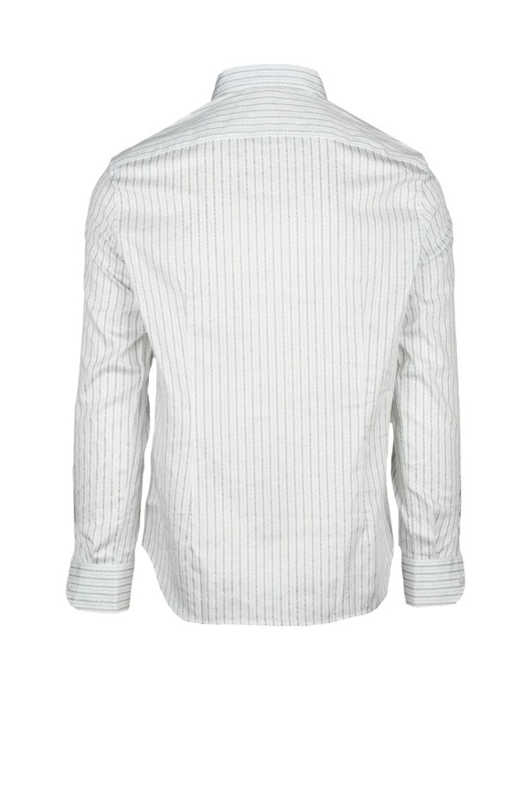 Emporio Armani White/Grey Regular Fit Cotton Elastane Men's Shirt