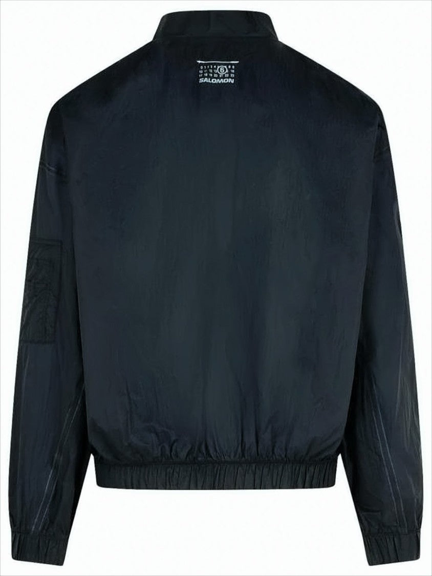Mm6 By Maison Margiela Lightweight Black Bomber Jacket With Zippered Details