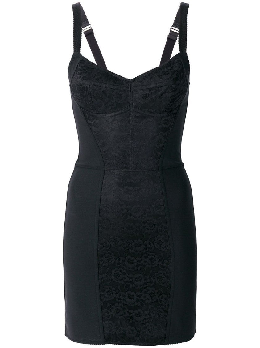 Dolce & Gabbana Structured Lace-Detail Fitted Mini Dress