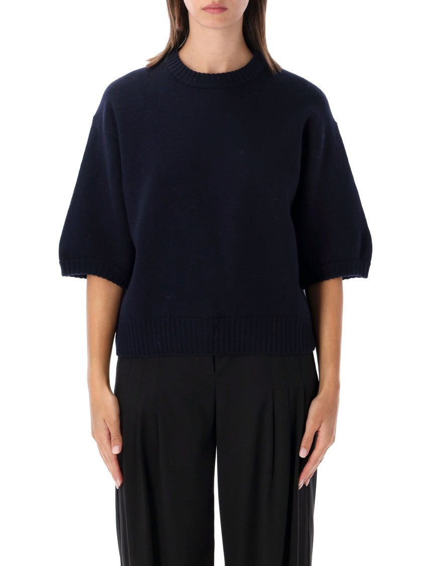 Soeur Contemporary Relaxed Knit Sweater With Balloon Sleeves
