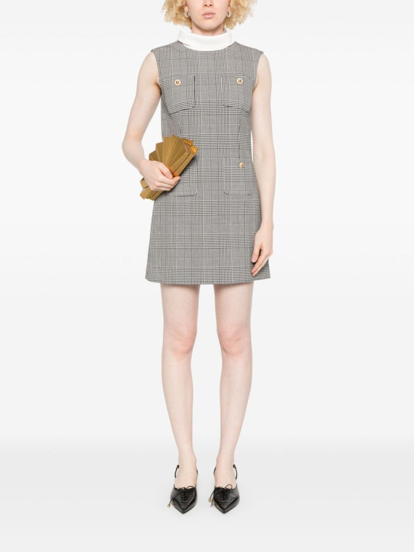 Self-Portrait Sleeveless Mini Dress With Prince Of Wales Check Pattern And Flap Pockets