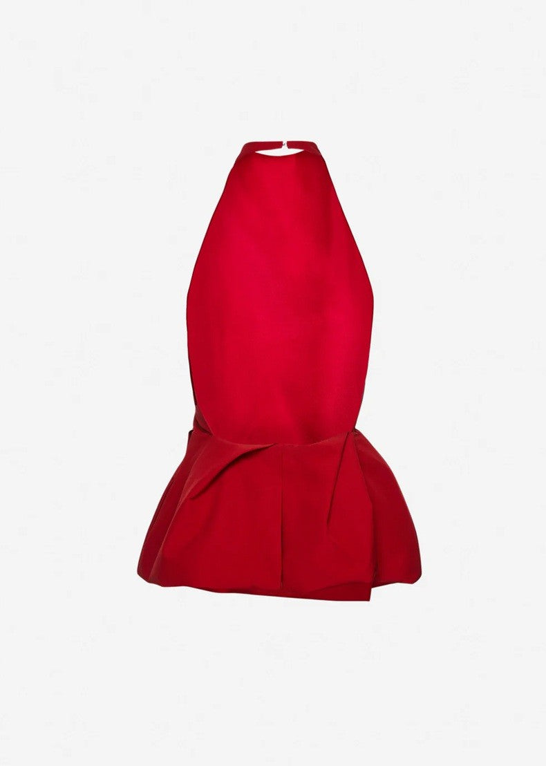 Magda Butrym Halter Neck Top With Flared Peplum Hem In Red