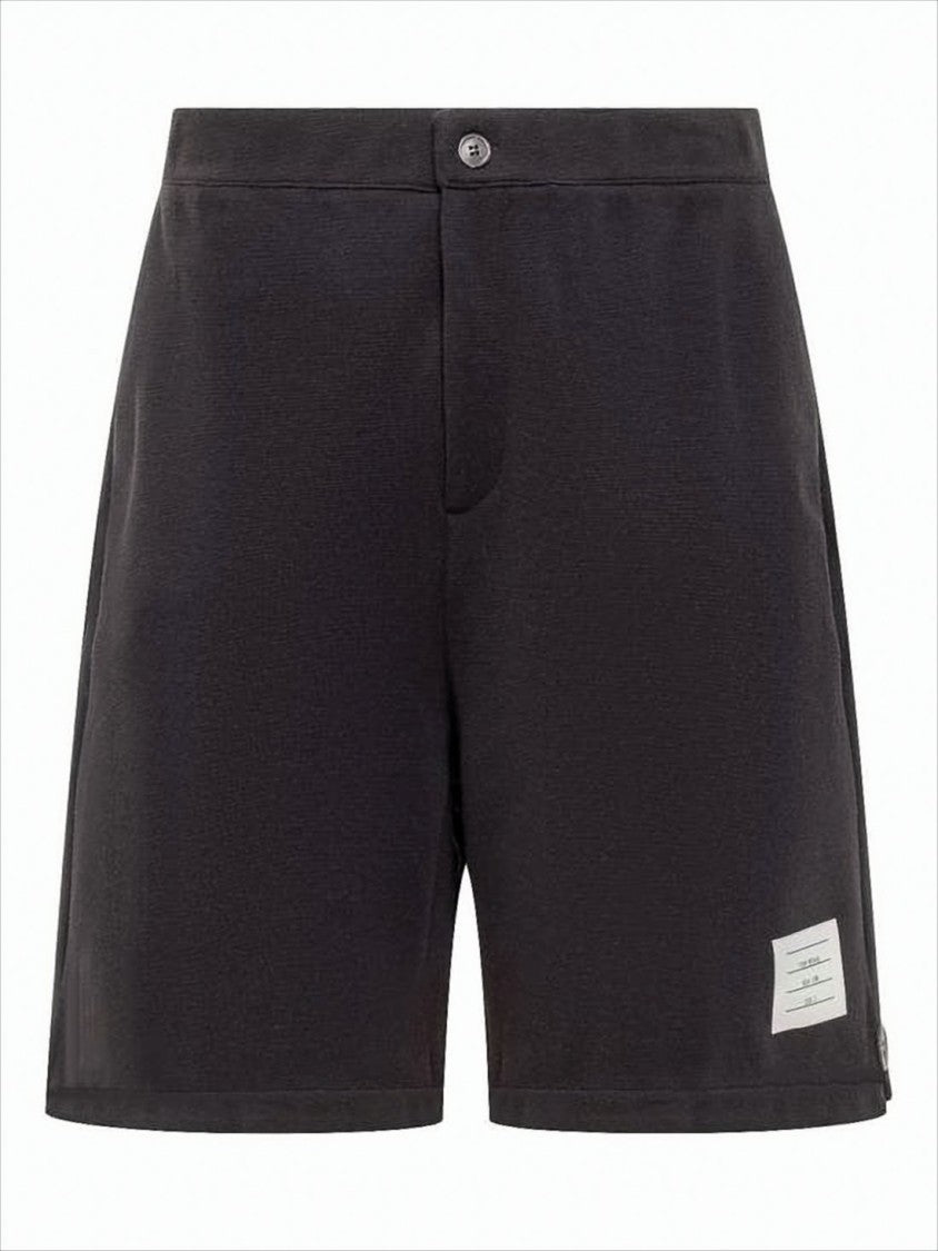 Thom Browne Tailored Wool Shorts With Button Closure And Logo Patch