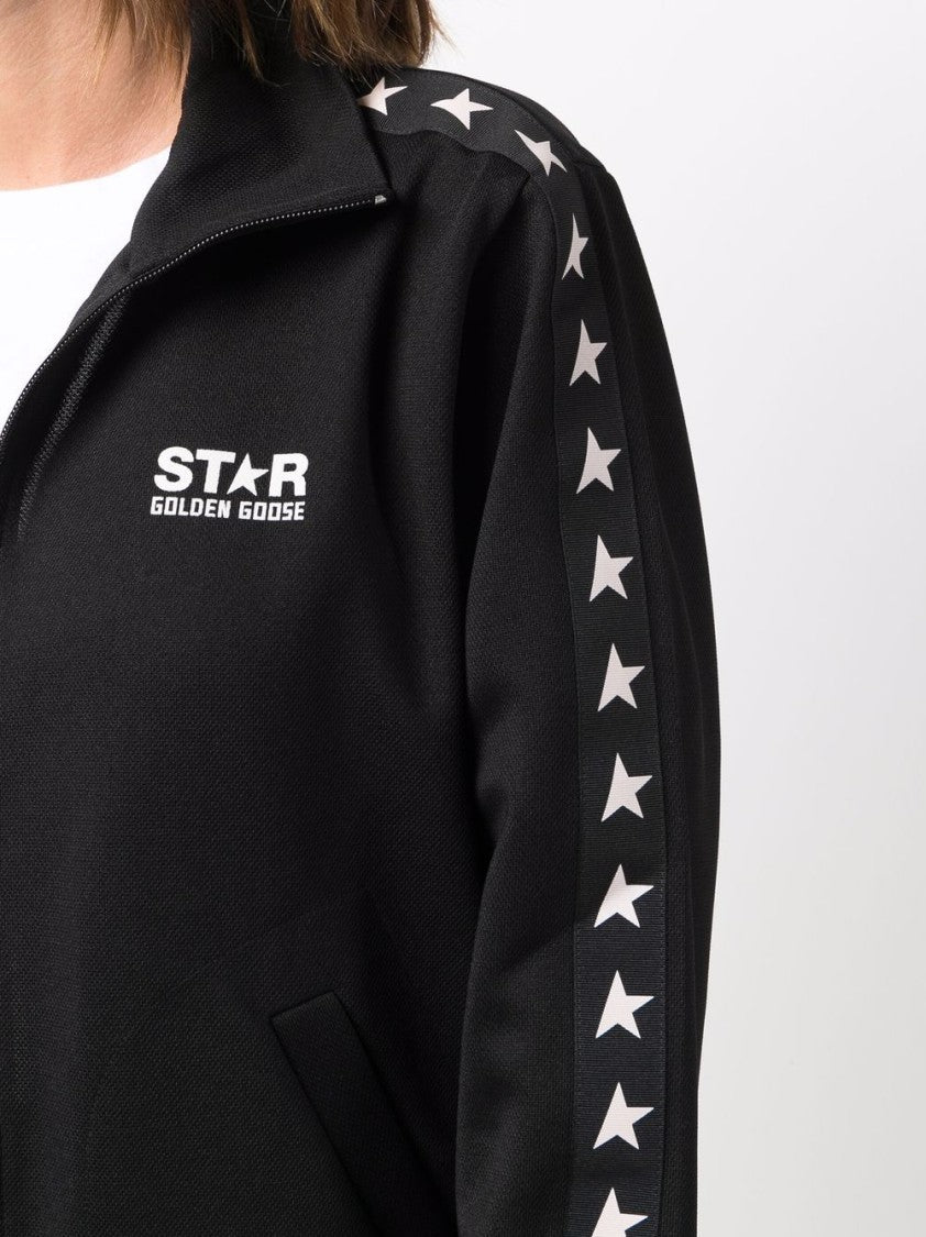 Golden Goose Black Sweater With Logo And Star Detailing