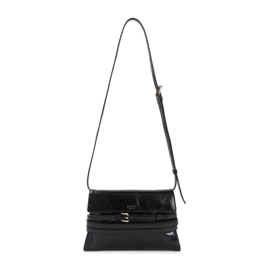 Moschino Structured Leather Shoulder Bag With Adjustable Strap