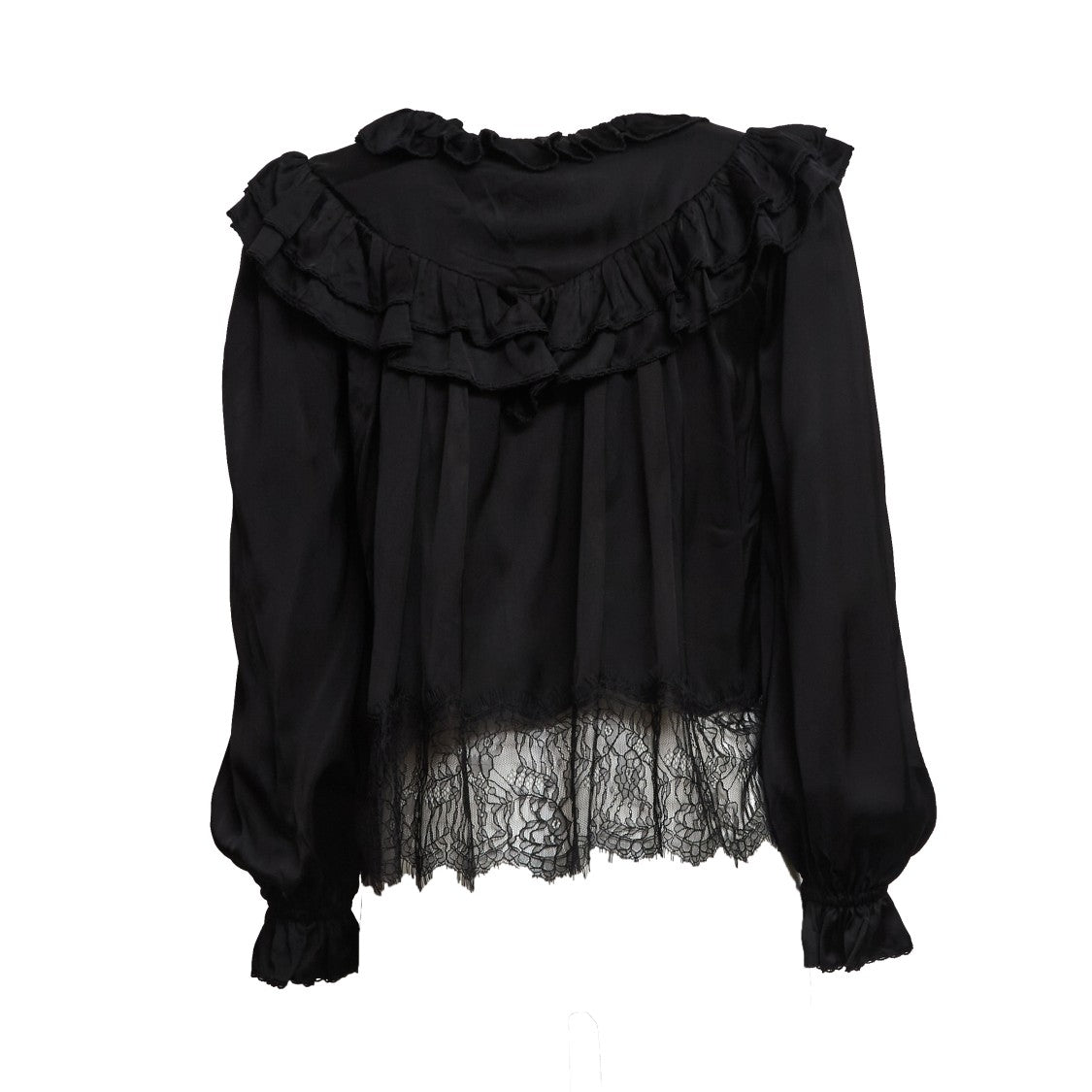 Self-Portrait Black Lace Trim Casual Blouse