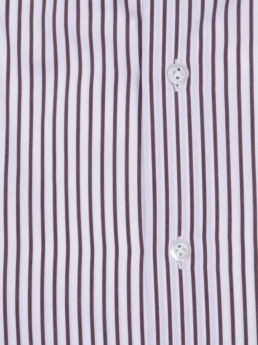 Mazzarelli Camicie Brown Striped Vertical Fit Shirt