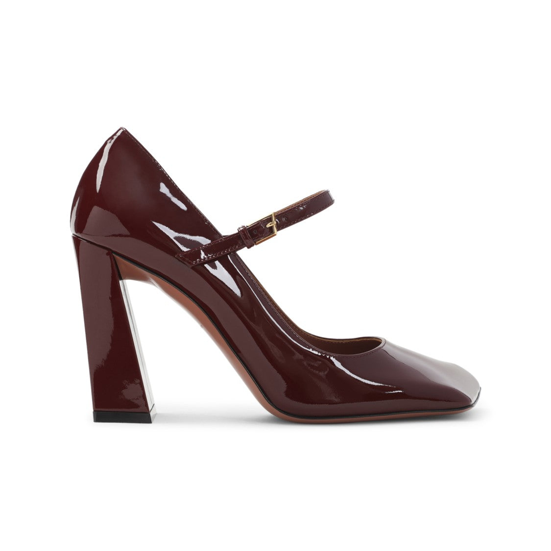 Amina Muaddi Wine Red Patent Leather Charlotte Mary Jane 45 Pumps