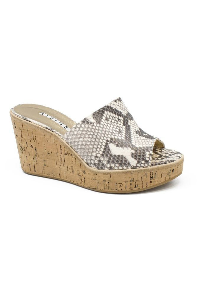 Walter Steiger Python-Patterned Platform Mules With Cork Wedge Sole