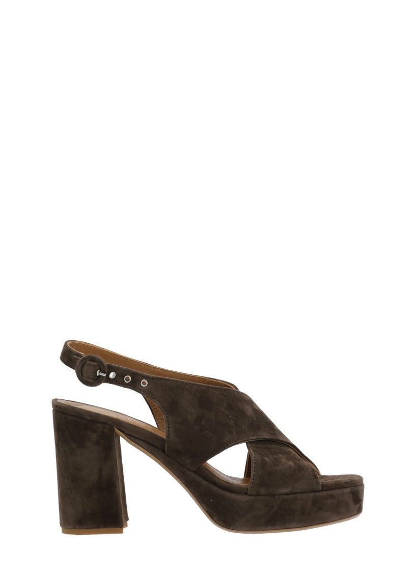 Juilie Dee Brown Crossed Bands Suede Sandals
